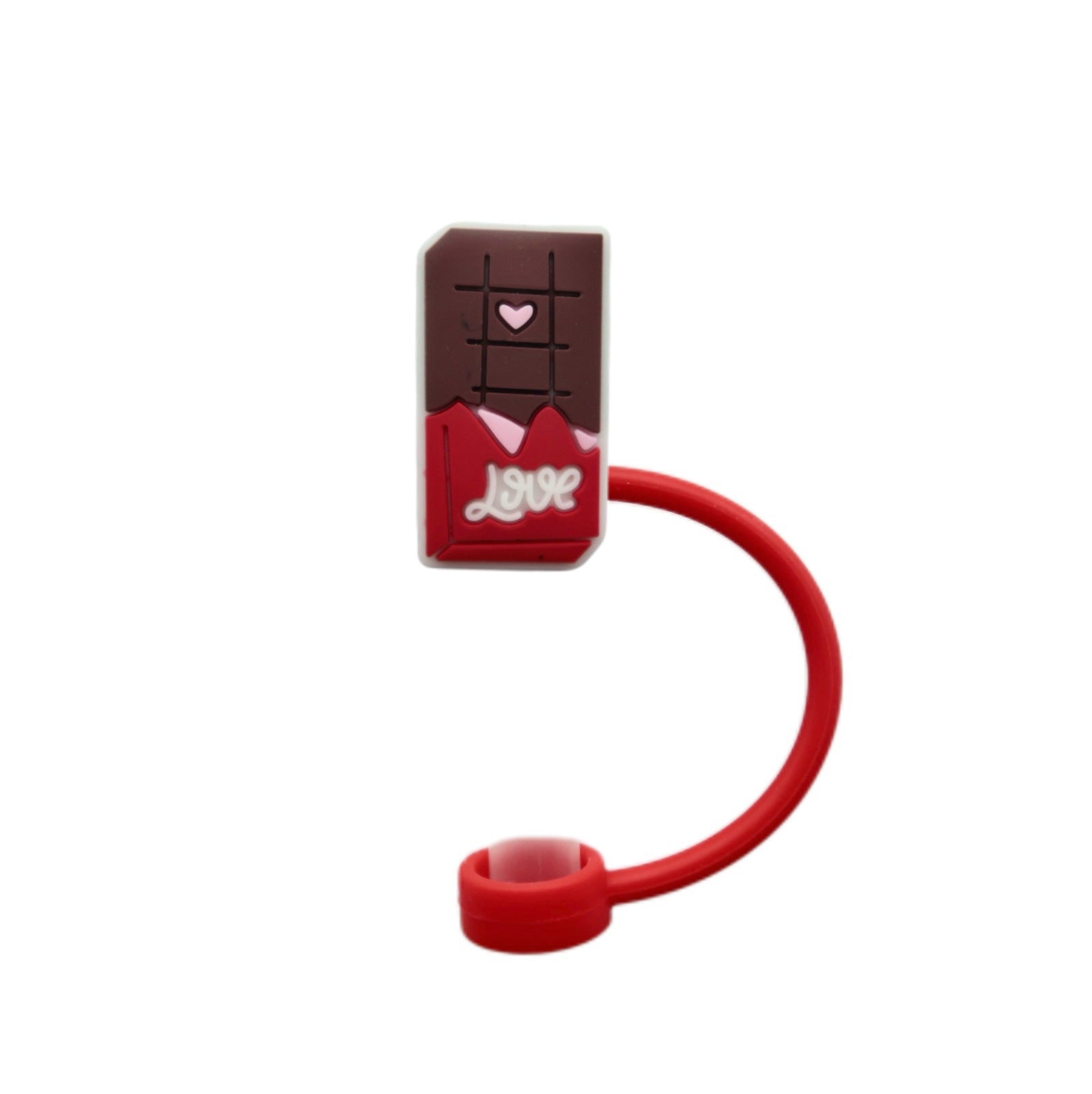 Wholesale 10pcs Valentine's Day Love Silicone Dustproof Red 8/10mm Straw Cover